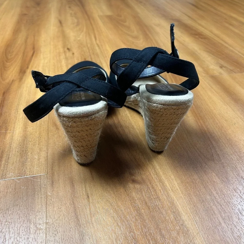 AEROSOLES Black‎ and Cream Espadrille Wedge Sandals